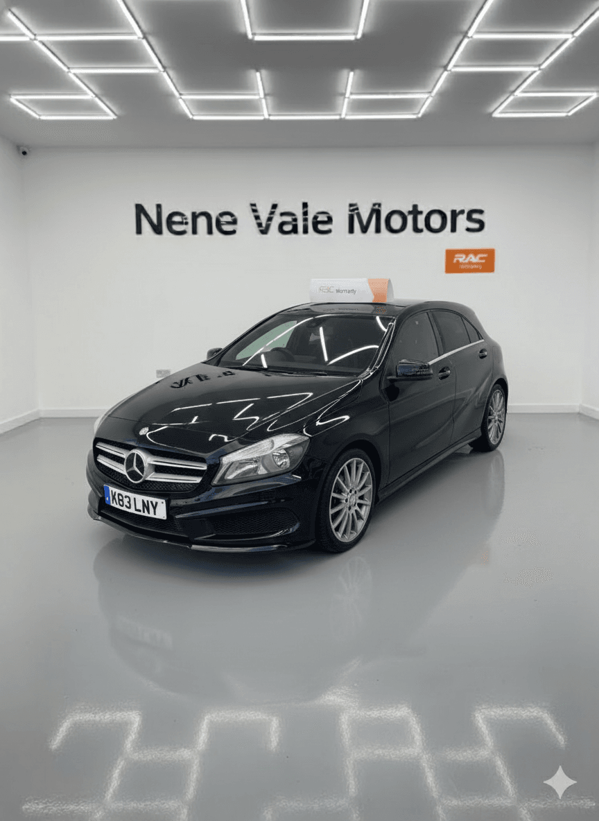 After editing – automated showroom background replacement.